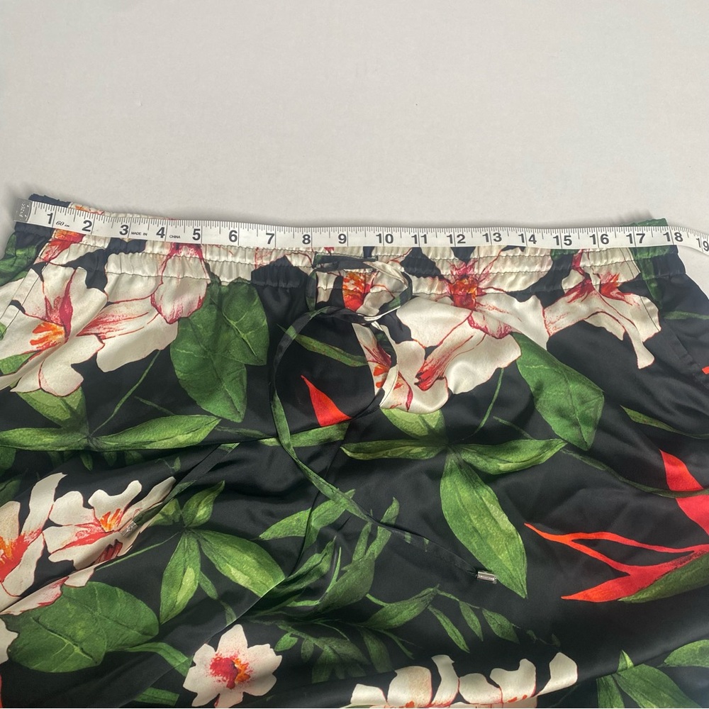 LAUREN Ralph Lauren Floral Satin Charmeuse Wide-Leg Pants Multi XL Black Label - Picture 7 of 10